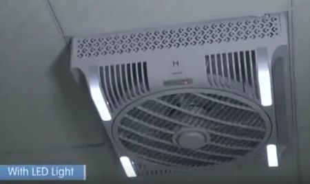 Потолочный вентилятор FanTik с пультом дистанционного управления и функцией освещения, который можно также крепить на стену.