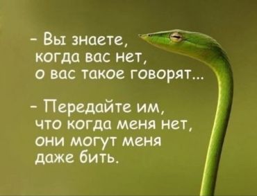 -Вы знаете, когда Вас нет, о Вас такое говорят... -Передайте им, что когда меня нет, они могут меня даже бить.